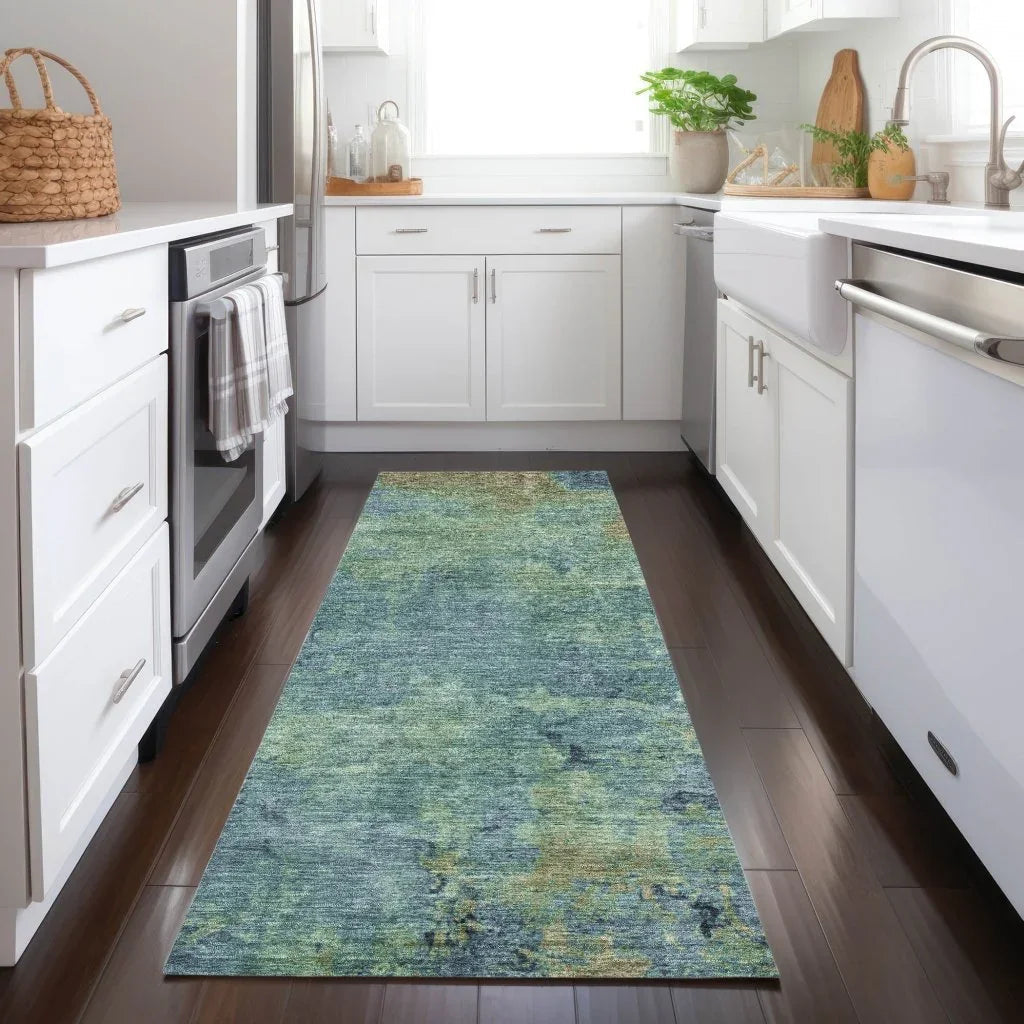 LOOMLAN Rugs Barzane Blue Washable Indoor-Outdoor Rug