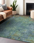 LOOMLAN Rugs Barzane Blue Washable Indoor-Outdoor Rug
