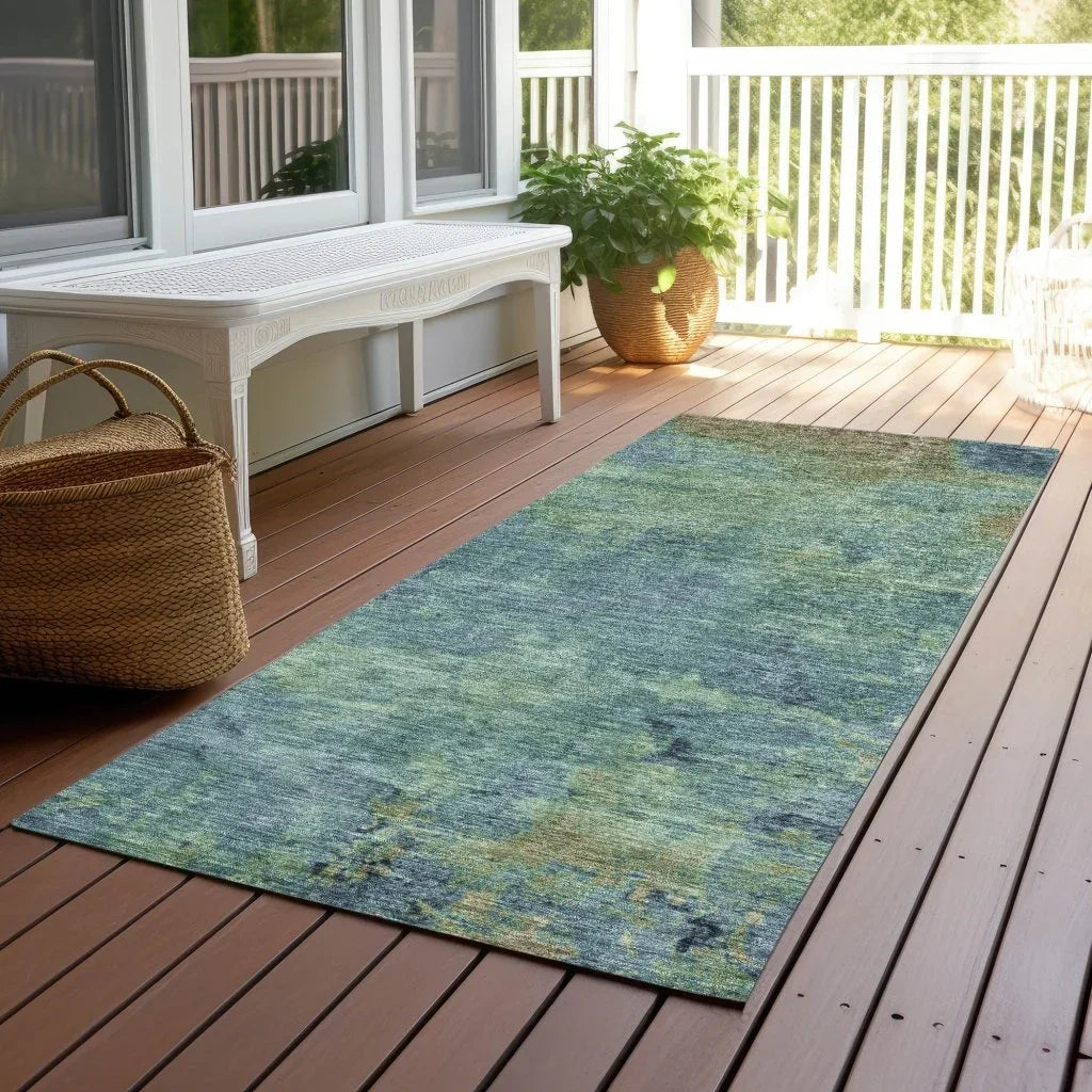 LOOMLAN Rugs Barzane Blue Washable Indoor-Outdoor Rug