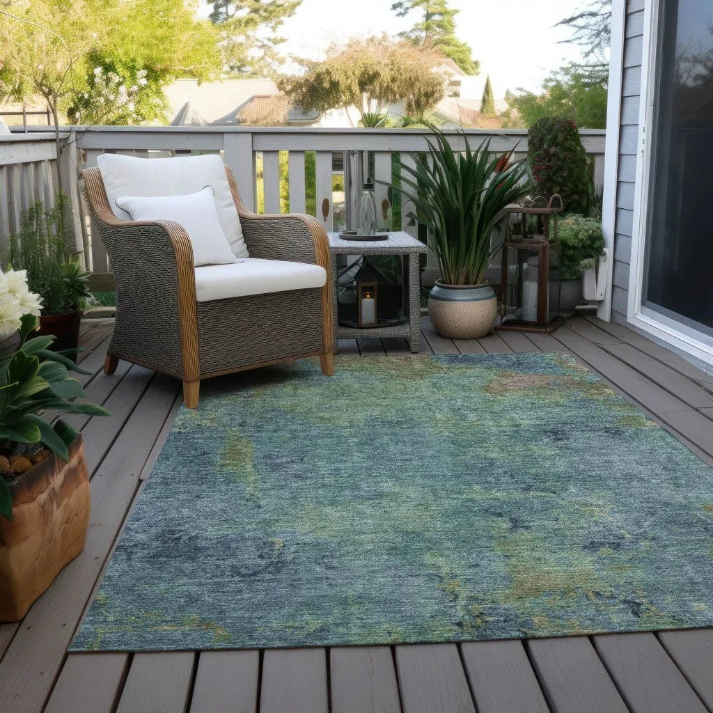 LOOMLAN Rugs Barzane Blue Washable Indoor-Outdoor Rug