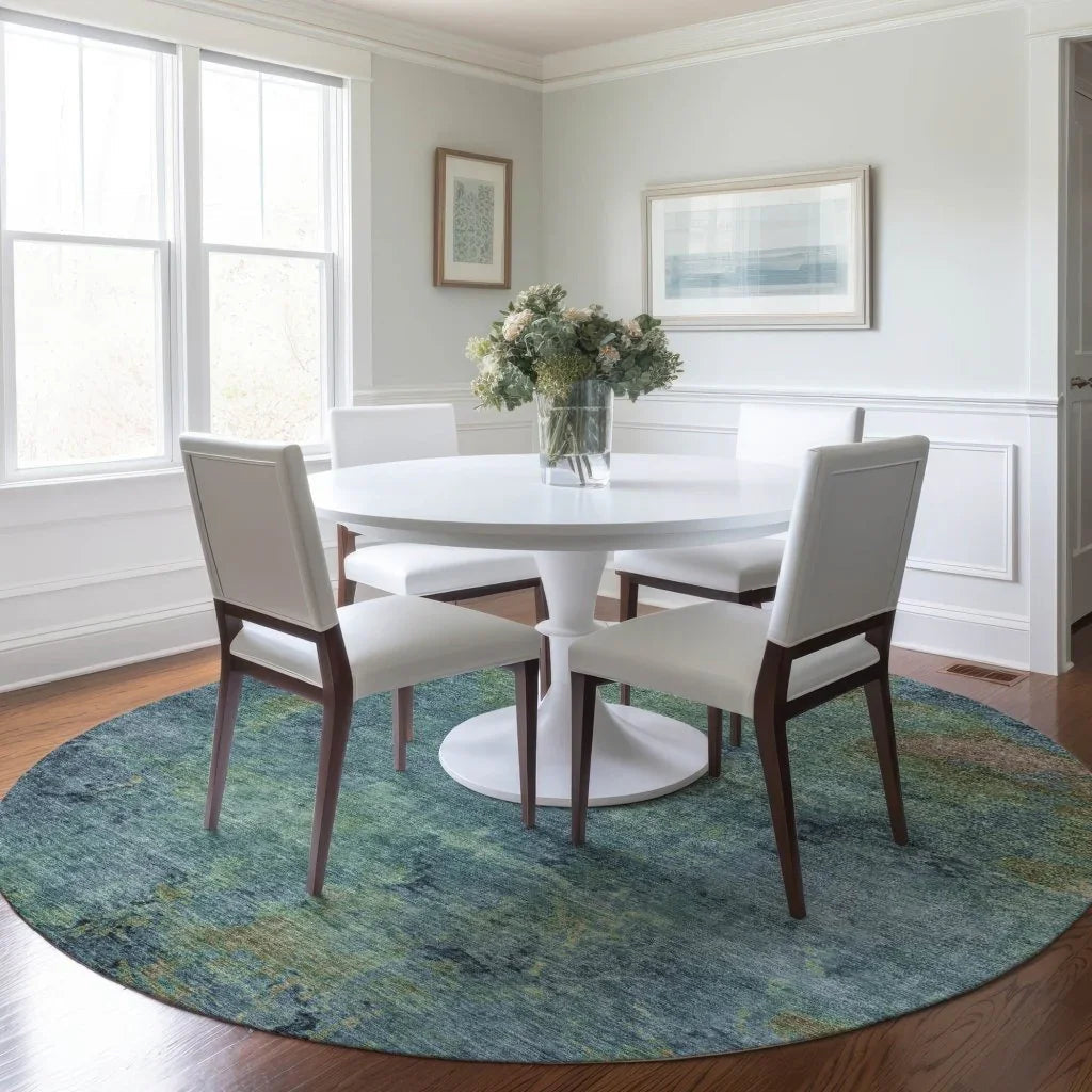 LOOMLAN Rugs Barzane Blue Washable Indoor-Outdoor Rug