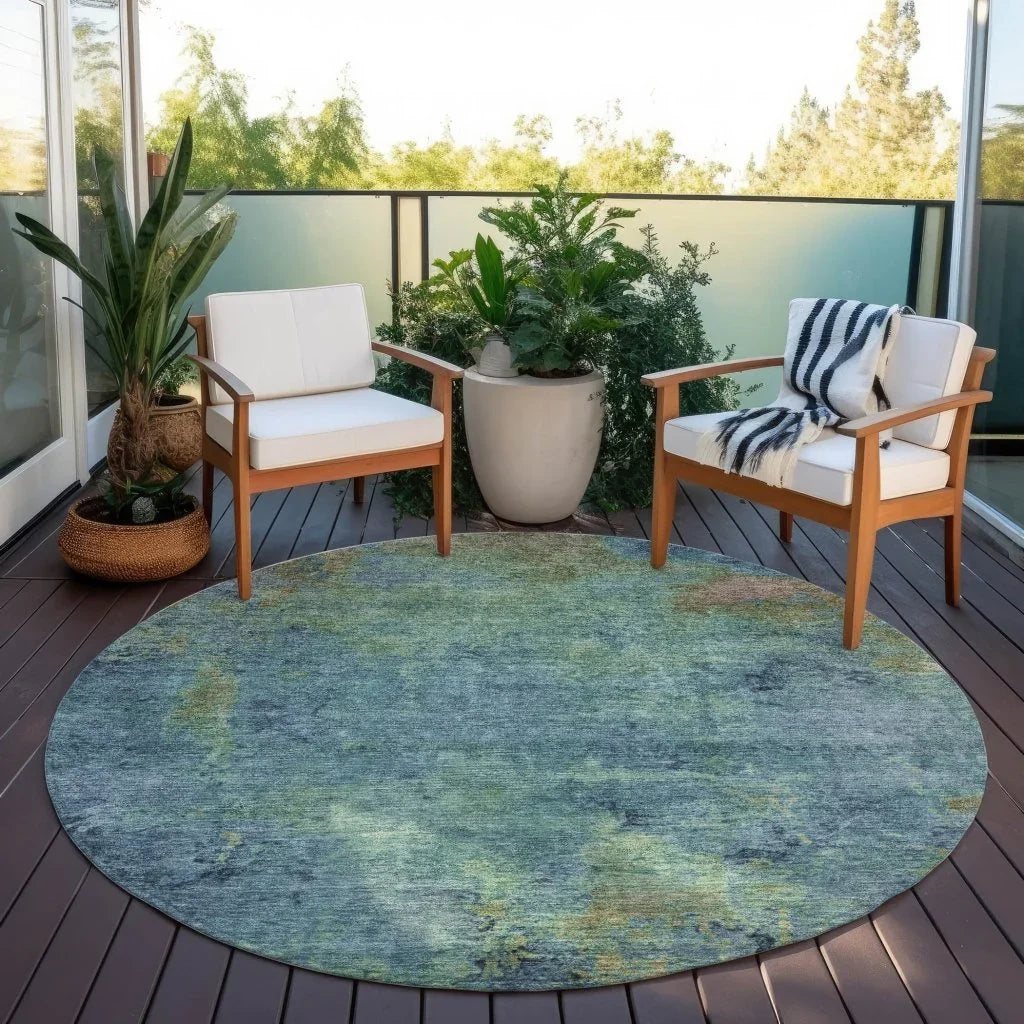 LOOMLAN Rugs Barzane Blue Washable Indoor-Outdoor Rug
