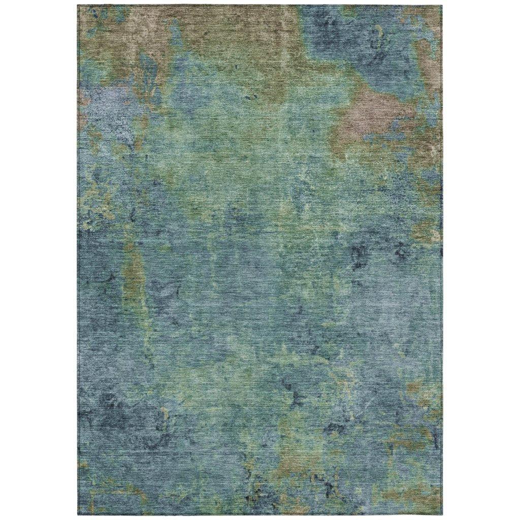 LOOMLAN Rugs Barzane Blue Washable Indoor-Outdoor Rug