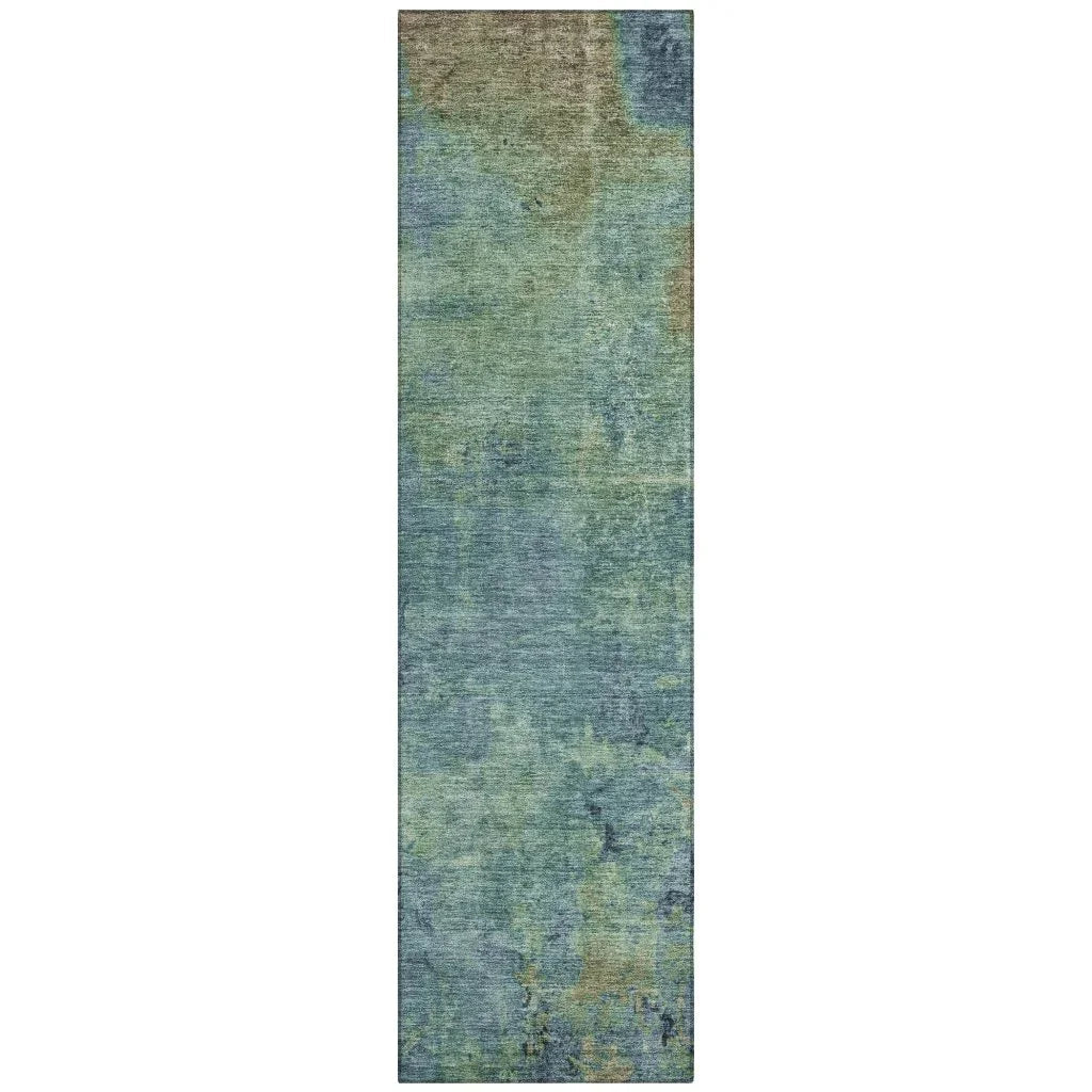 LOOMLAN Rugs Barzane Blue Washable Indoor-Outdoor Rug
