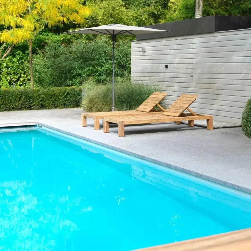 Batak Teak Wood Sun Lounger - LOOMLAN - Artesia - Outdoor Cabanas &amp; Loungers