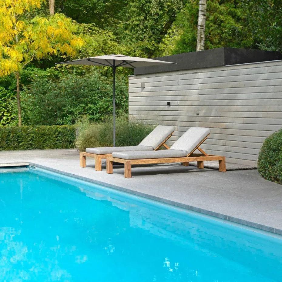 Batak Teak Wood Sun Lounger - LOOMLAN - Artesia - Outdoor Cabanas &amp; Loungers
