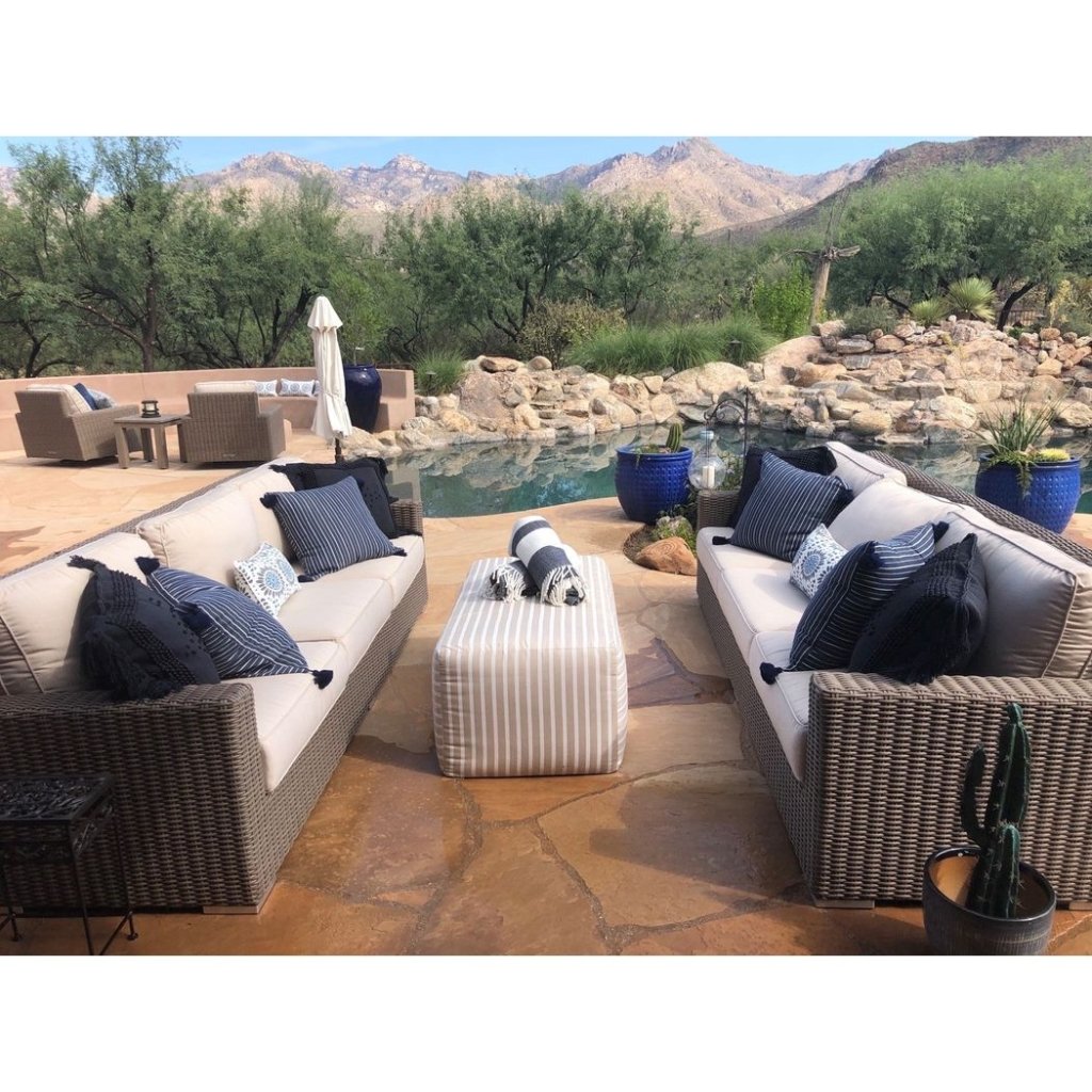 Bazaar Weatherproof Outdoor Ottoman - LOOMLAN - Sunset West - Outdoor Ottomans