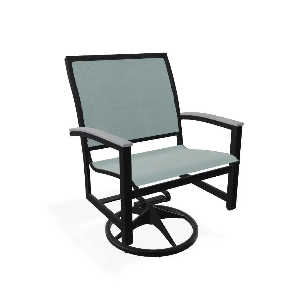 Bazza Sling Swivel Rocker Polymer Arm Accents - LOOMLAN - Telescope - Outdoor Accent Chairs
