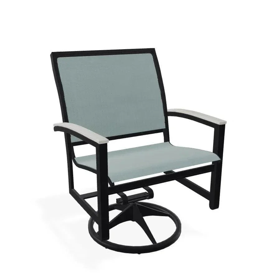 Bazza Sling Swivel Rocker Polymer Arm Accents - LOOMLAN - Telescope - Outdoor Accent Chairs