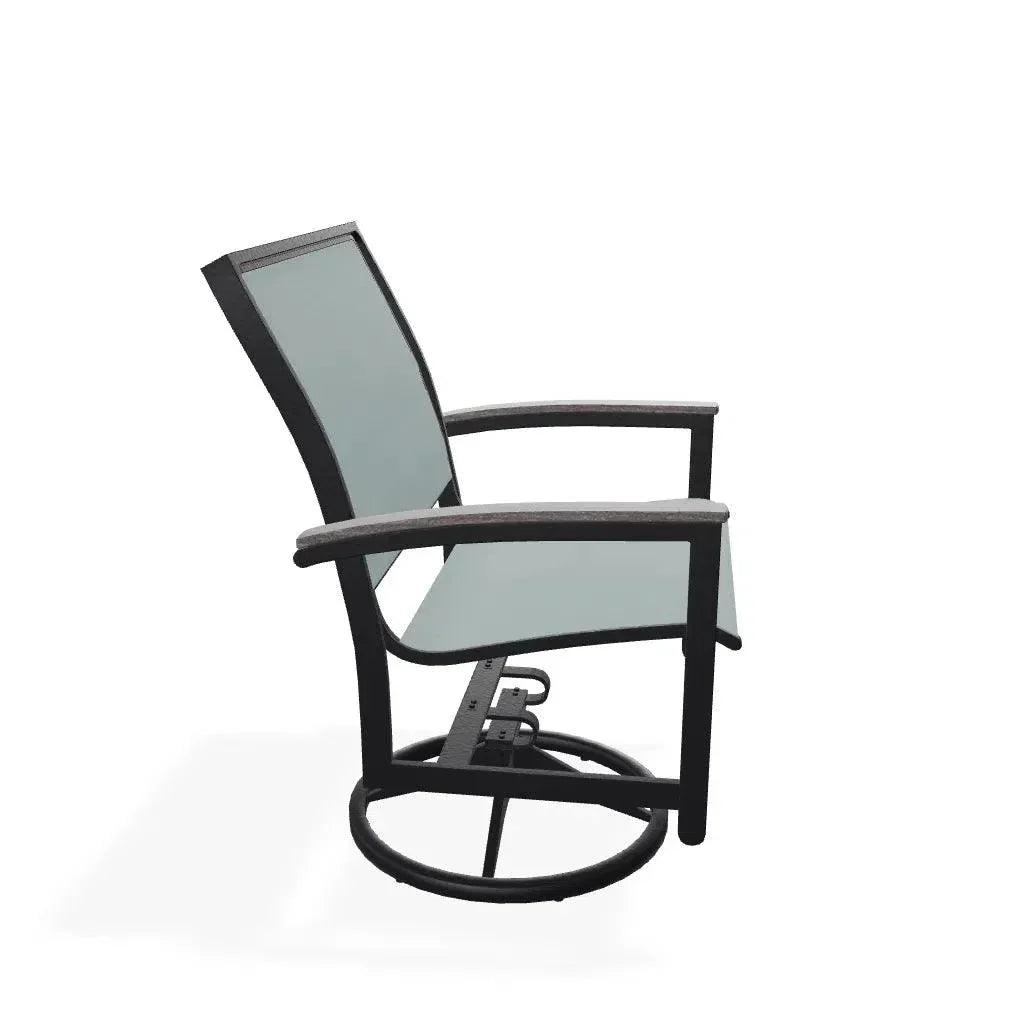 Bazza Sling Swivel Rocker Polymer Arm Accents - LOOMLAN - Telescope - Outdoor Accent Chairs
