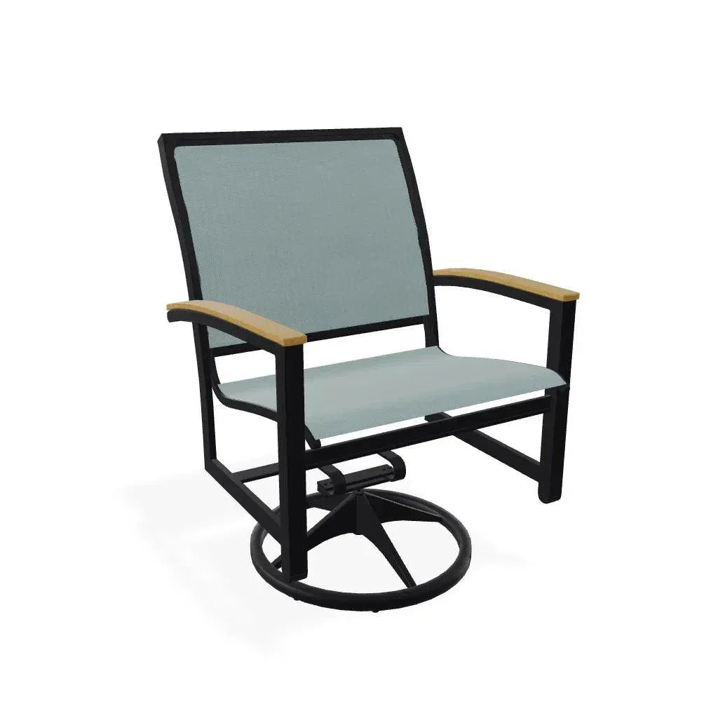 Bazza Sling Swivel Rocker Polymer Arm Accents - LOOMLAN - Telescope - Outdoor Accent Chairs