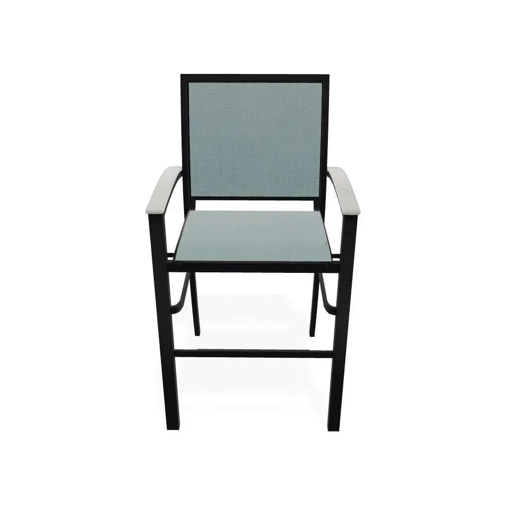 Bazza Stacking Bar Height Polymer Armed Cafe Chair - LOOMLAN - Telescope - Outdoor Bar Stools
