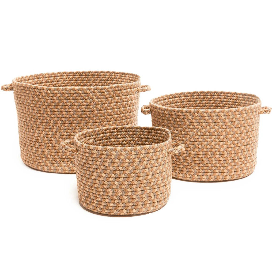 Rhody Rug Twin River Braided Handmade Indoor-Outdoor Basket 3PC
