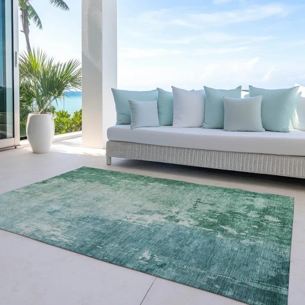 LOOMLAN Rugs Bellatrix Green Washable Indoor-Outdoor Rug