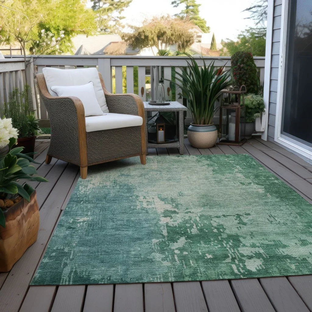 LOOMLAN Rugs Bellatrix Green Washable Indoor-Outdoor Rug