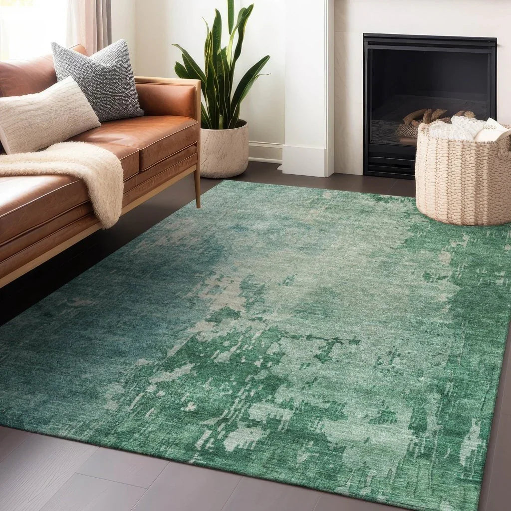 LOOMLAN Rugs Bellatrix Green Washable Indoor-Outdoor Rug
