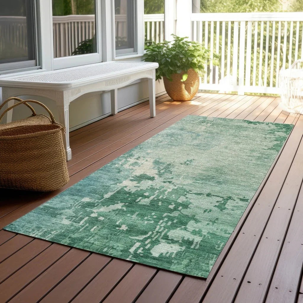 LOOMLAN Rugs Bellatrix Green Washable Indoor-Outdoor Rug