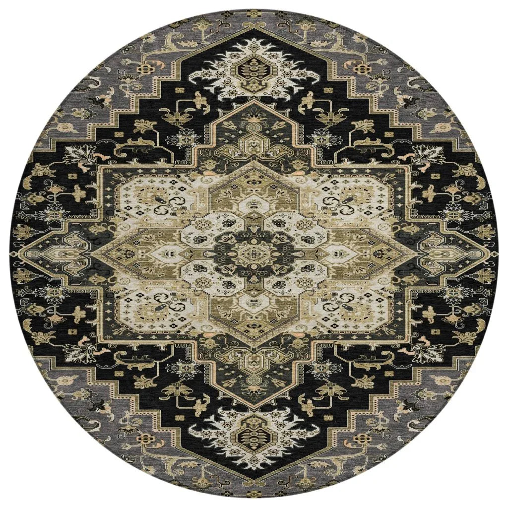 LOOMLAN Rugs Bellaya Black Washable Indoor-Outdoor Rug