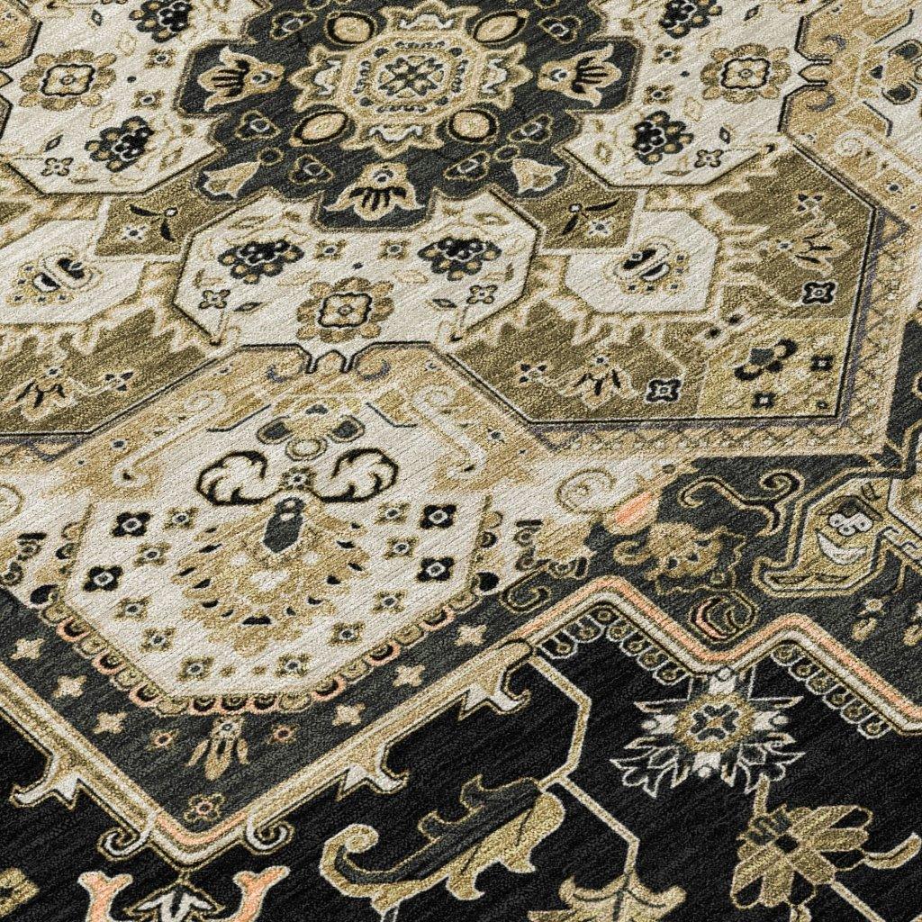 LOOMLAN Rugs Bellaya Black Washable Indoor-Outdoor Rug