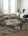 LOOMLAN Rugs Bellaya Black Washable Indoor-Outdoor Rug