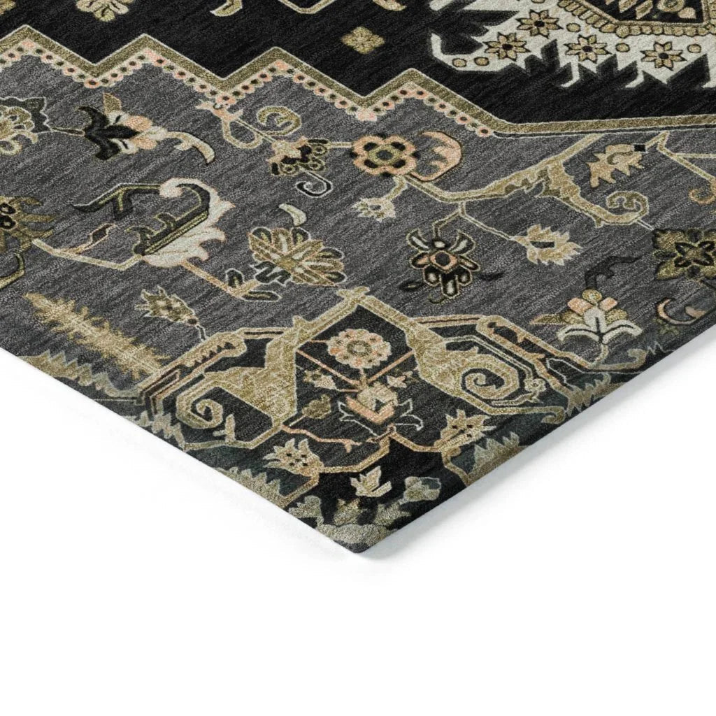 LOOMLAN Rugs Bellaya Black Washable Indoor-Outdoor Rug