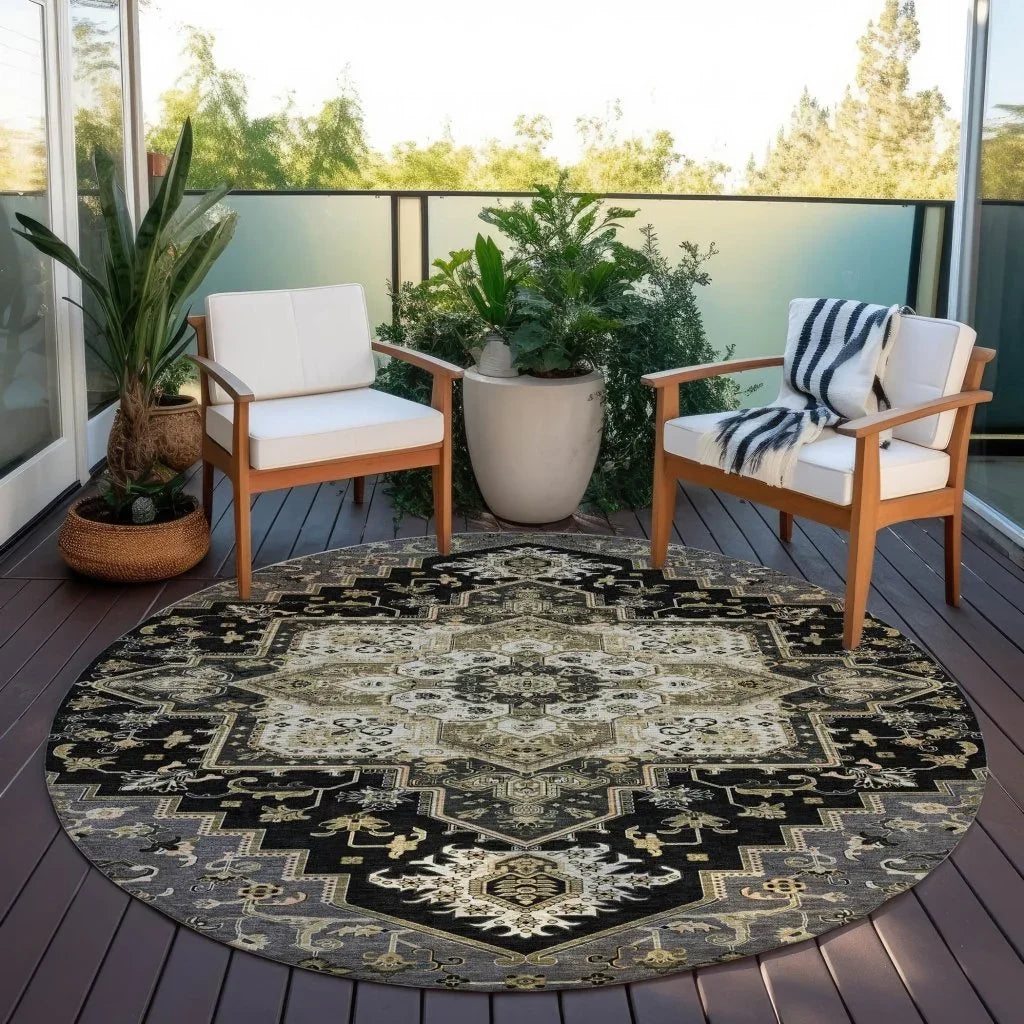 LOOMLAN Rugs Bellaya Black Washable Indoor-Outdoor Rug