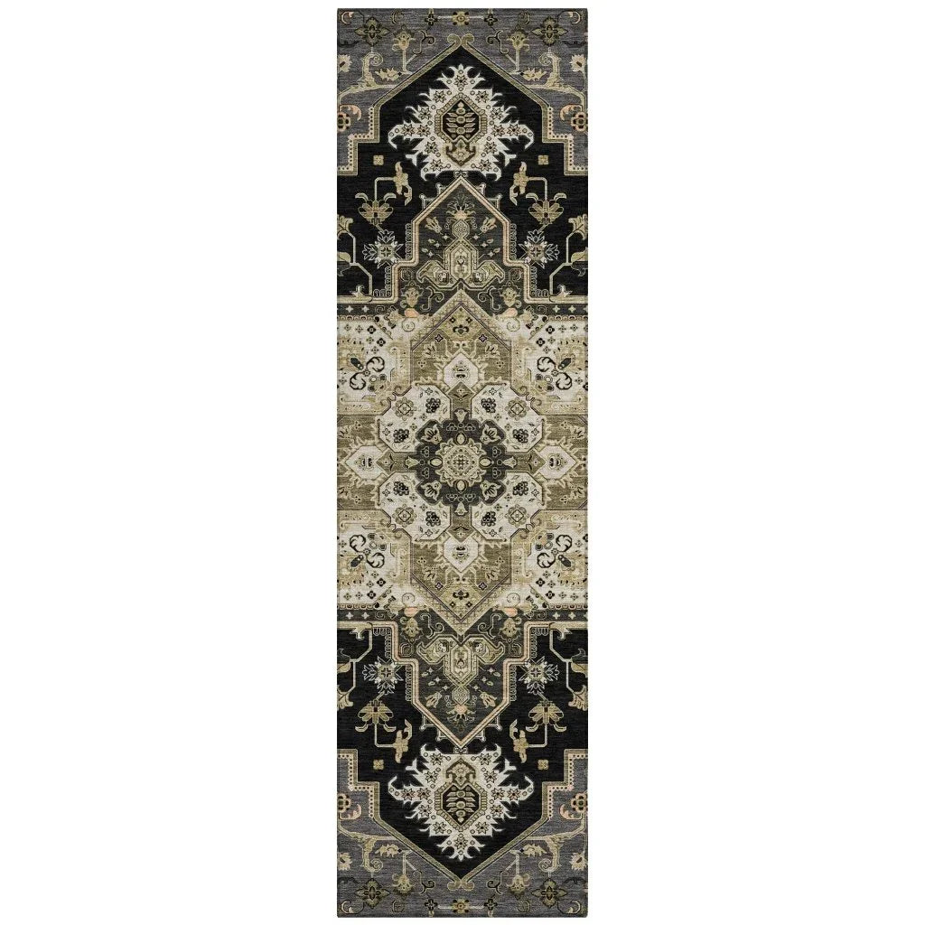 LOOMLAN Rugs Bellaya Black Washable Indoor-Outdoor Rug