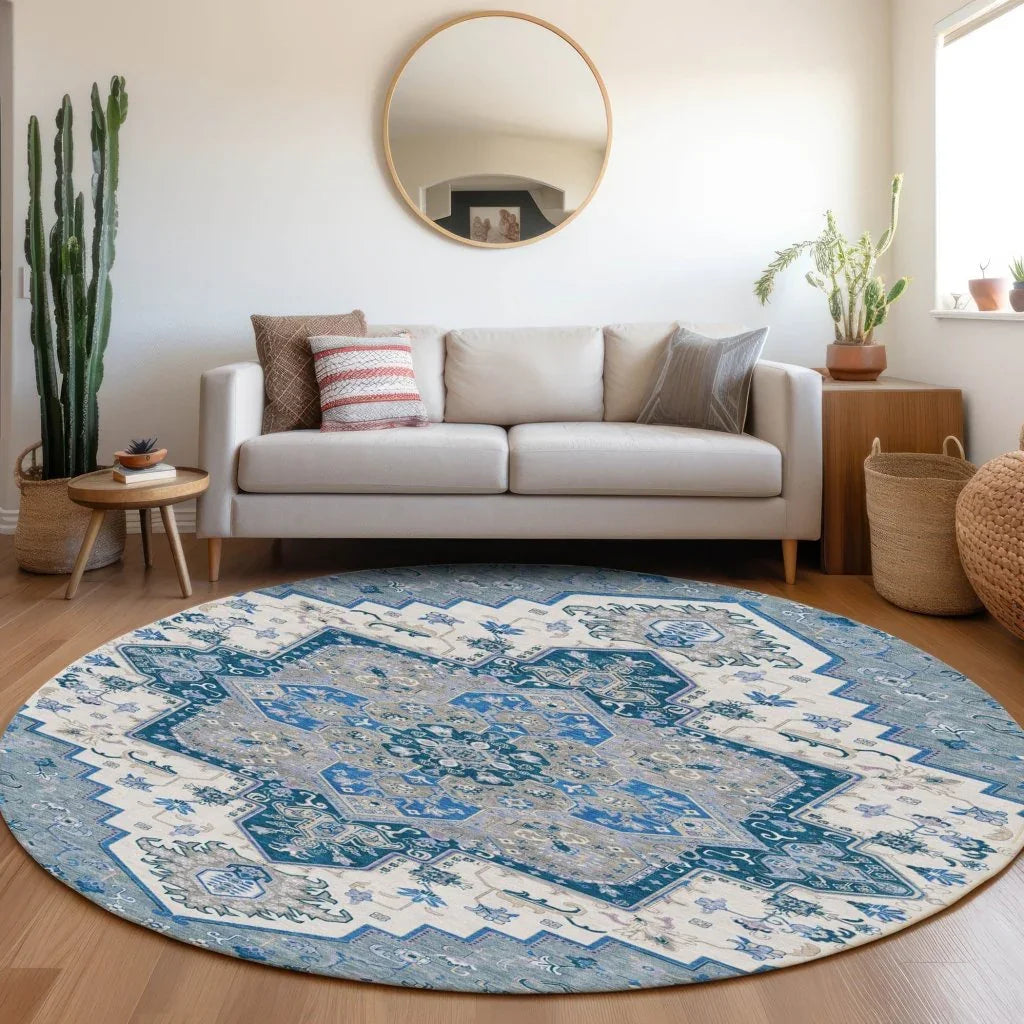 LOOMLAN Rugs Bellaya Blue Washable Indoor-Outdoor Rug