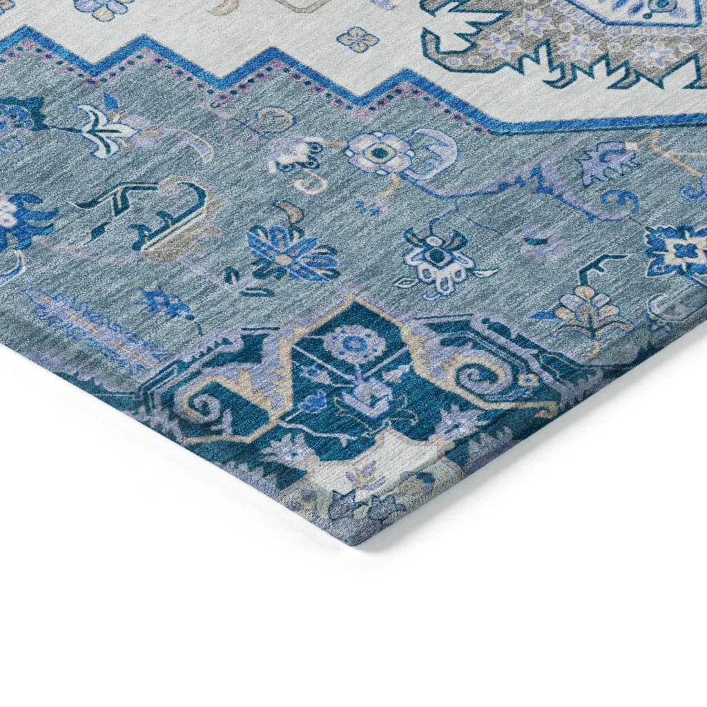 LOOMLAN Rugs Bellaya Blue Washable Indoor-Outdoor Rug