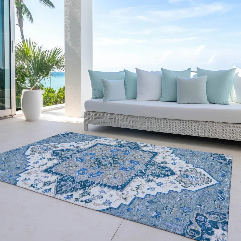 LOOMLAN Rugs Bellaya Blue Washable Indoor-Outdoor Rug
