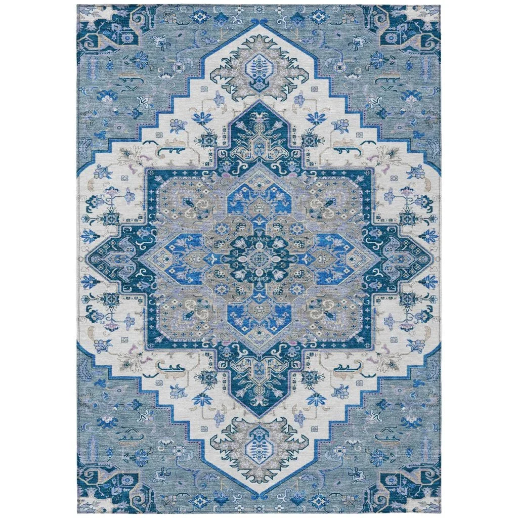 LOOMLAN Rugs Bellaya Blue Washable Indoor-Outdoor Rug