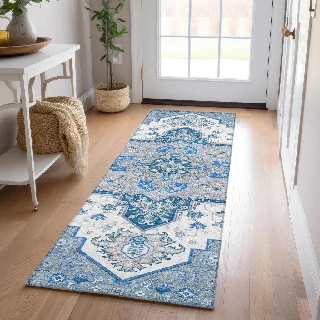LOOMLAN Rugs Bellaya Blue Washable Indoor-Outdoor Rug