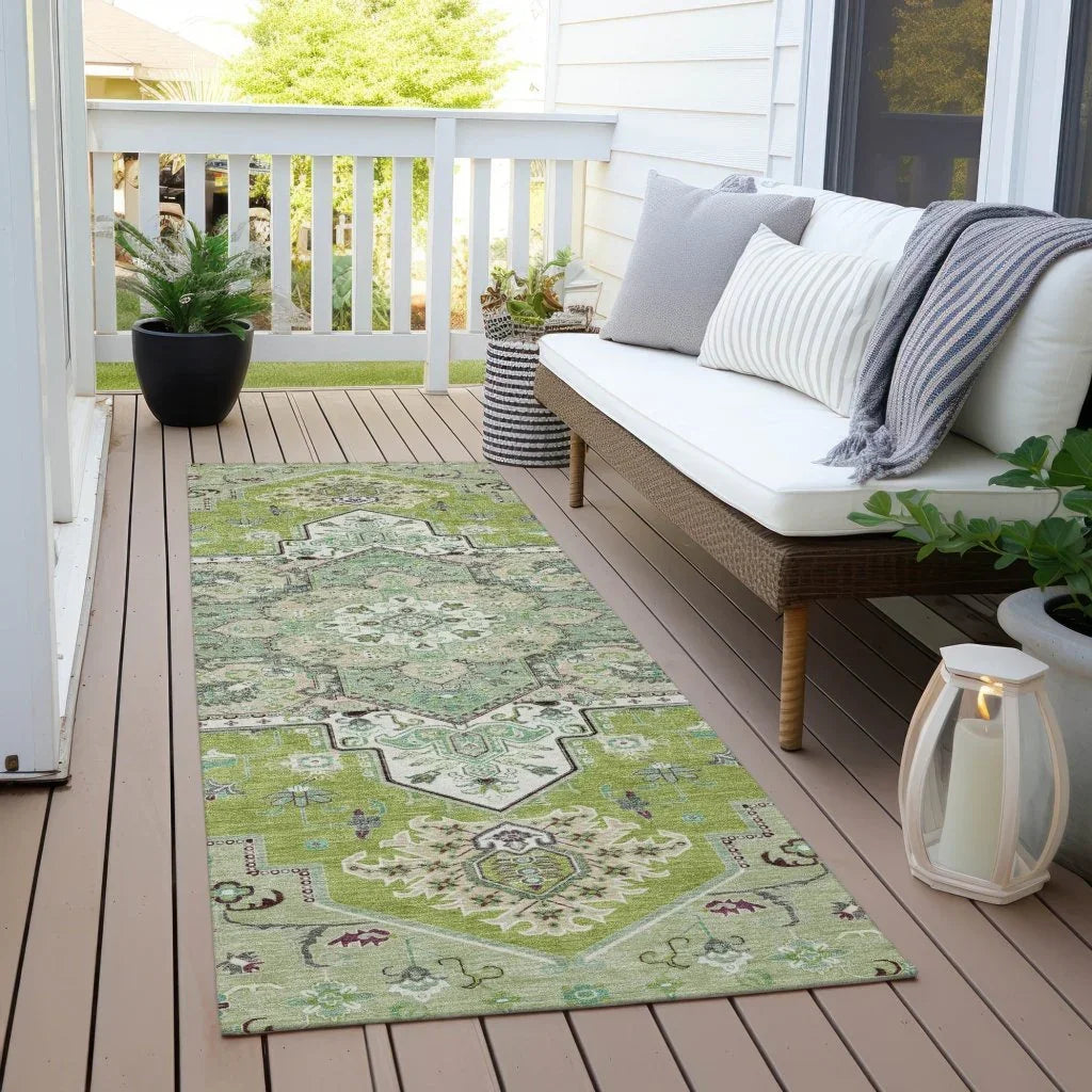 LOOMLAN Rugs Bellaya Green Washable Indoor-Outdoor Rug