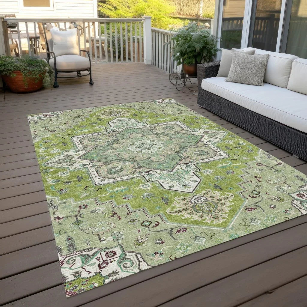 LOOMLAN Rugs Bellaya Green Washable Indoor-Outdoor Rug