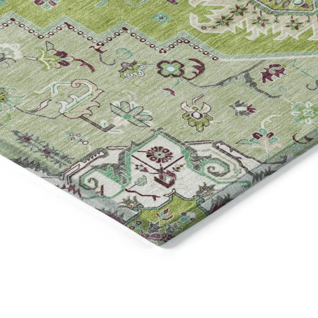 LOOMLAN Rugs Bellaya Green Washable Indoor-Outdoor Rug