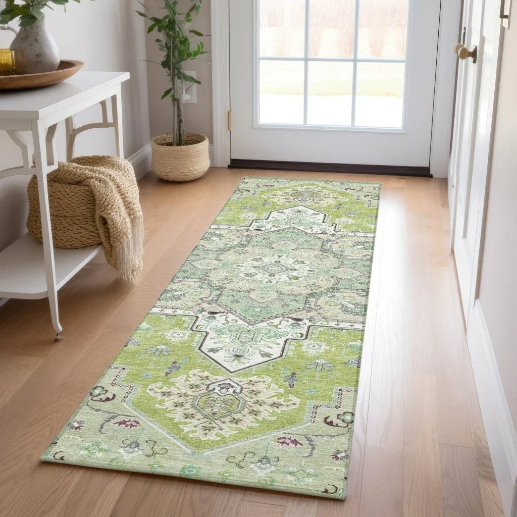 LOOMLAN Rugs Bellaya Green Washable Indoor-Outdoor Rug