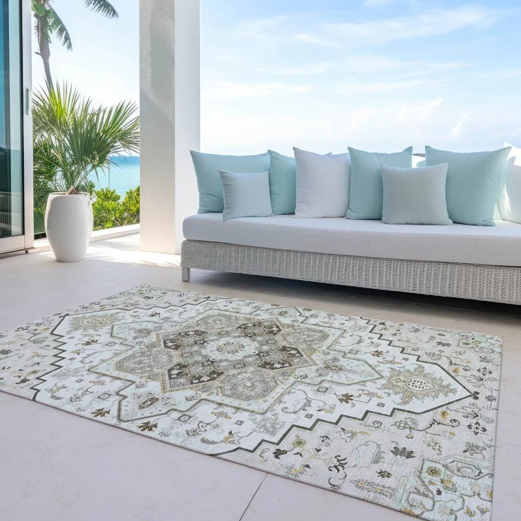 LOOMLAN Rugs Bellaya Ivory Washable Indoor-Outdoor Rug