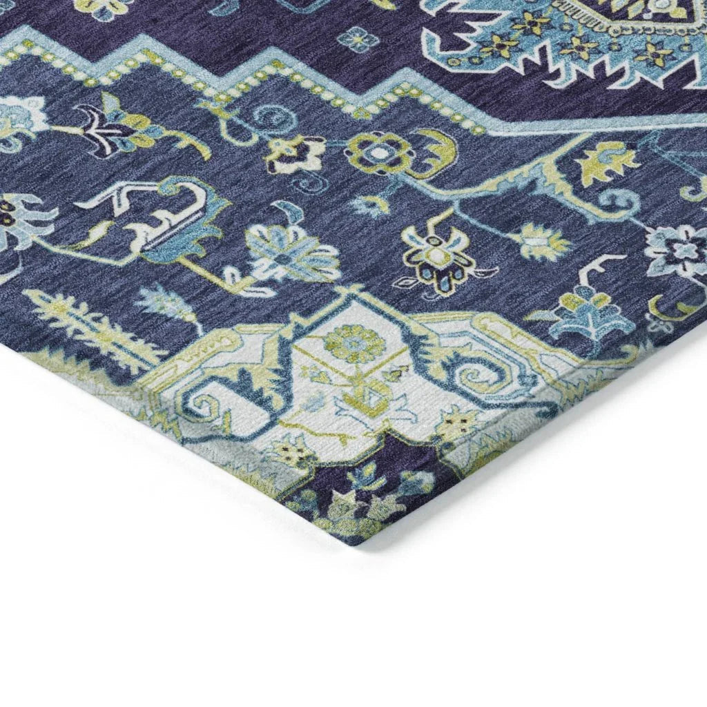 LOOMLAN Rugs Bellaya Navy Washable Indoor-Outdoor Rug