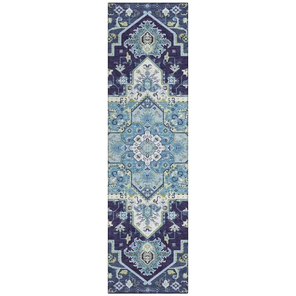 LOOMLAN Rugs Bellaya Navy Washable Indoor-Outdoor Rug