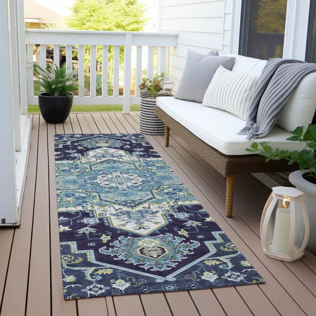 LOOMLAN Rugs Bellaya Navy Washable Indoor-Outdoor Rug