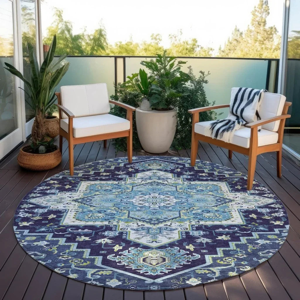 LOOMLAN Rugs Bellaya Navy Washable Indoor-Outdoor Rug