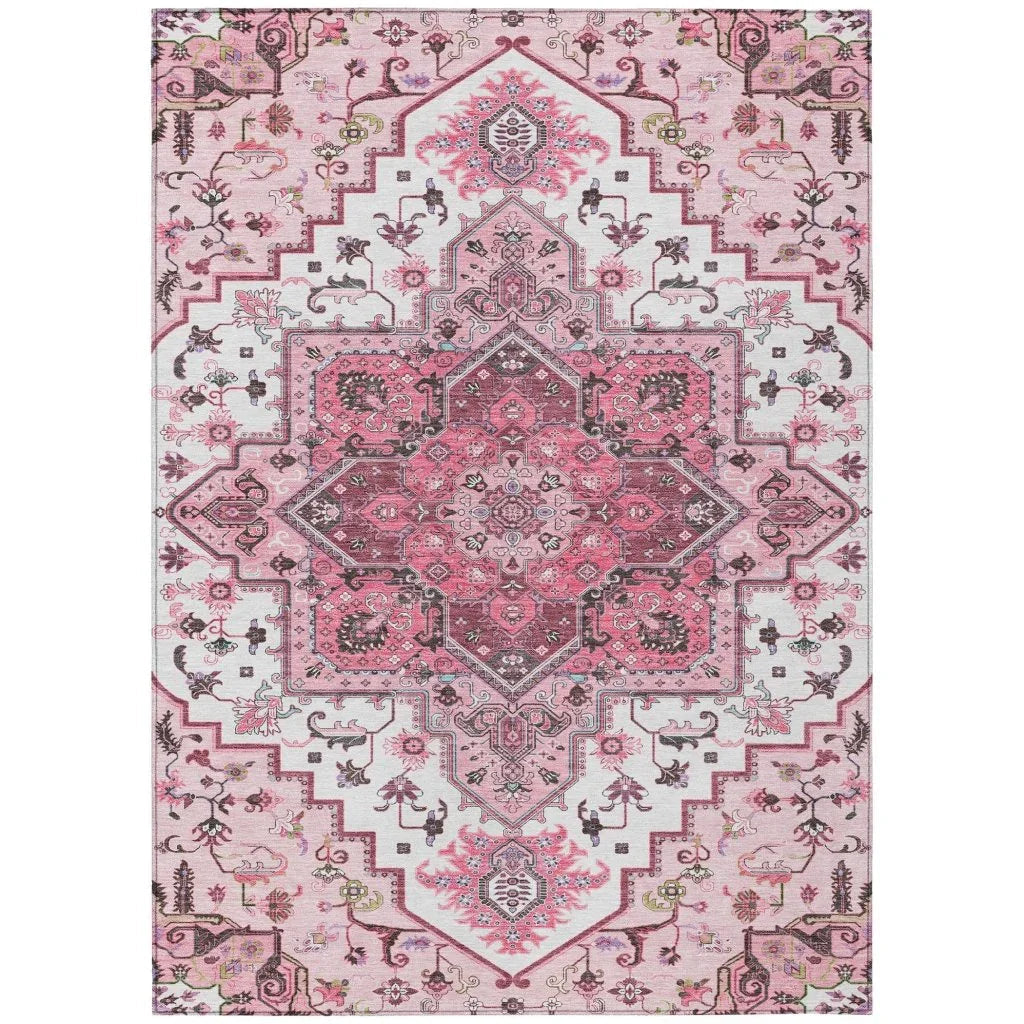 LOOMLAN Rugs Bellaya Pink Washable Indoor-Outdoor Rug