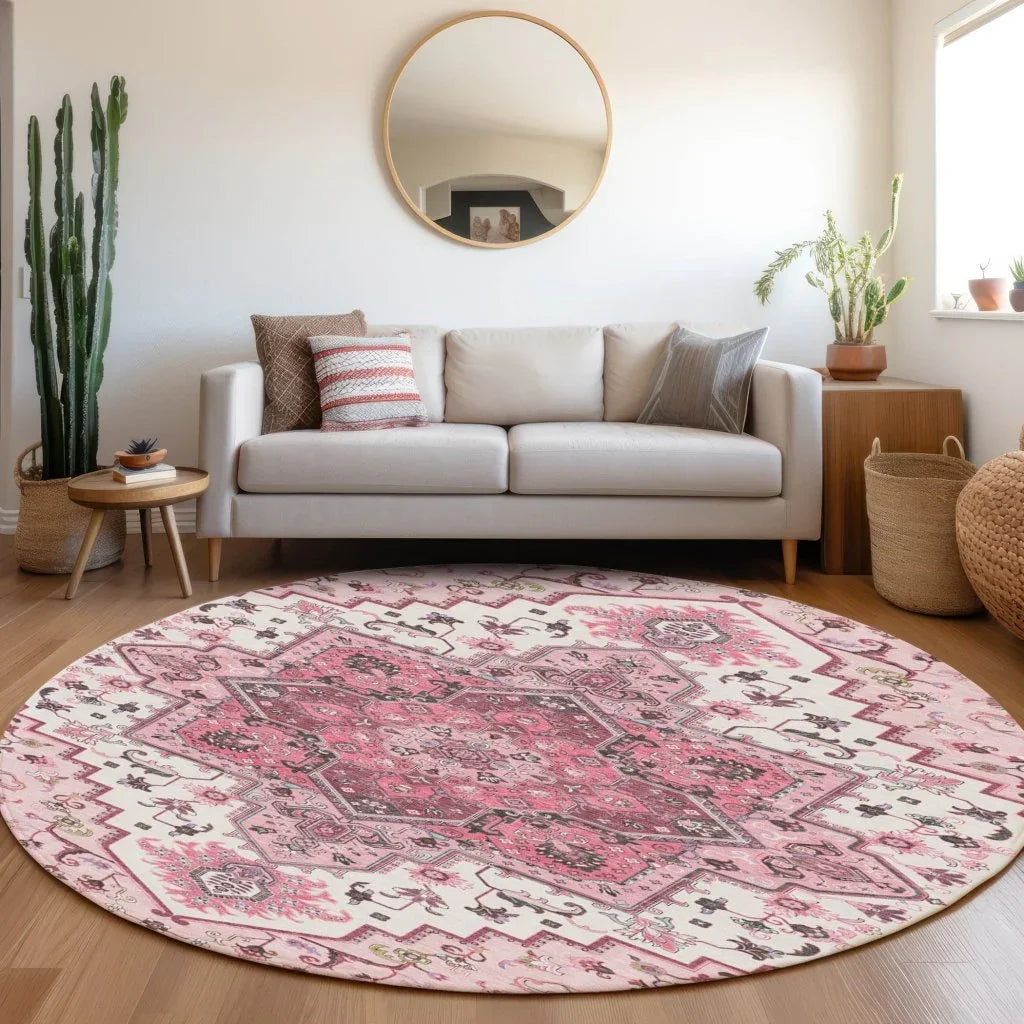 LOOMLAN Rugs Bellaya Pink Washable Indoor-Outdoor Rug