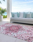 LOOMLAN Rugs Bellaya Pink Washable Indoor-Outdoor Rug