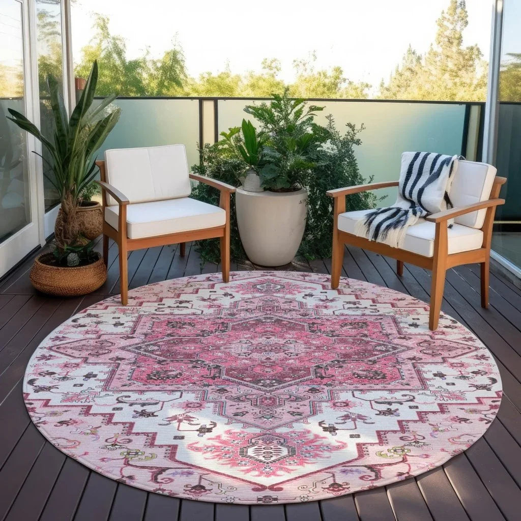 LOOMLAN Rugs Bellaya Pink Washable Indoor-Outdoor Rug