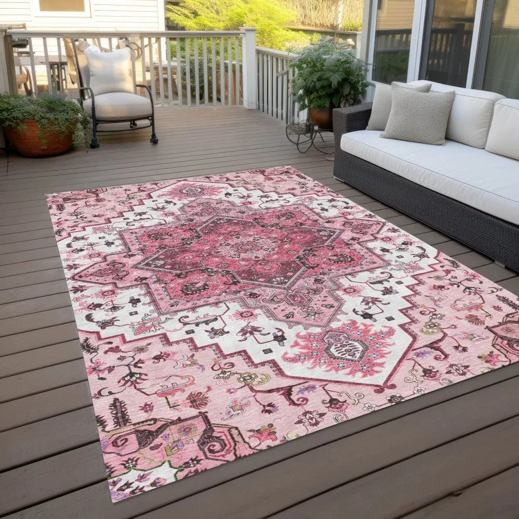 LOOMLAN Rugs Bellaya Pink Washable Indoor-Outdoor Rug