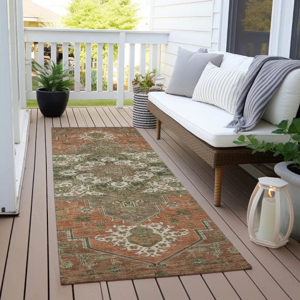 LOOMLAN Rugs Bellaya Rust Washable Indoor-Outdoor Rug