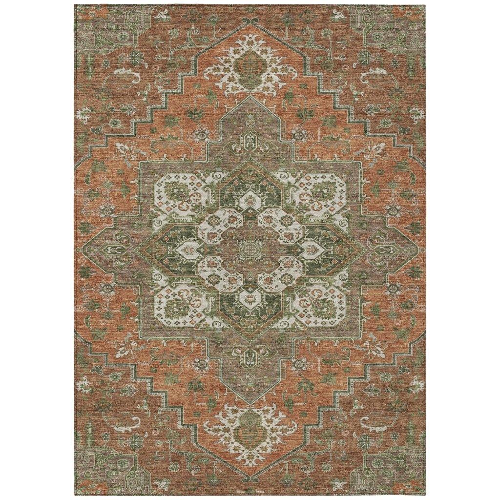 LOOMLAN Rugs Bellaya Rust Washable Indoor-Outdoor Rug