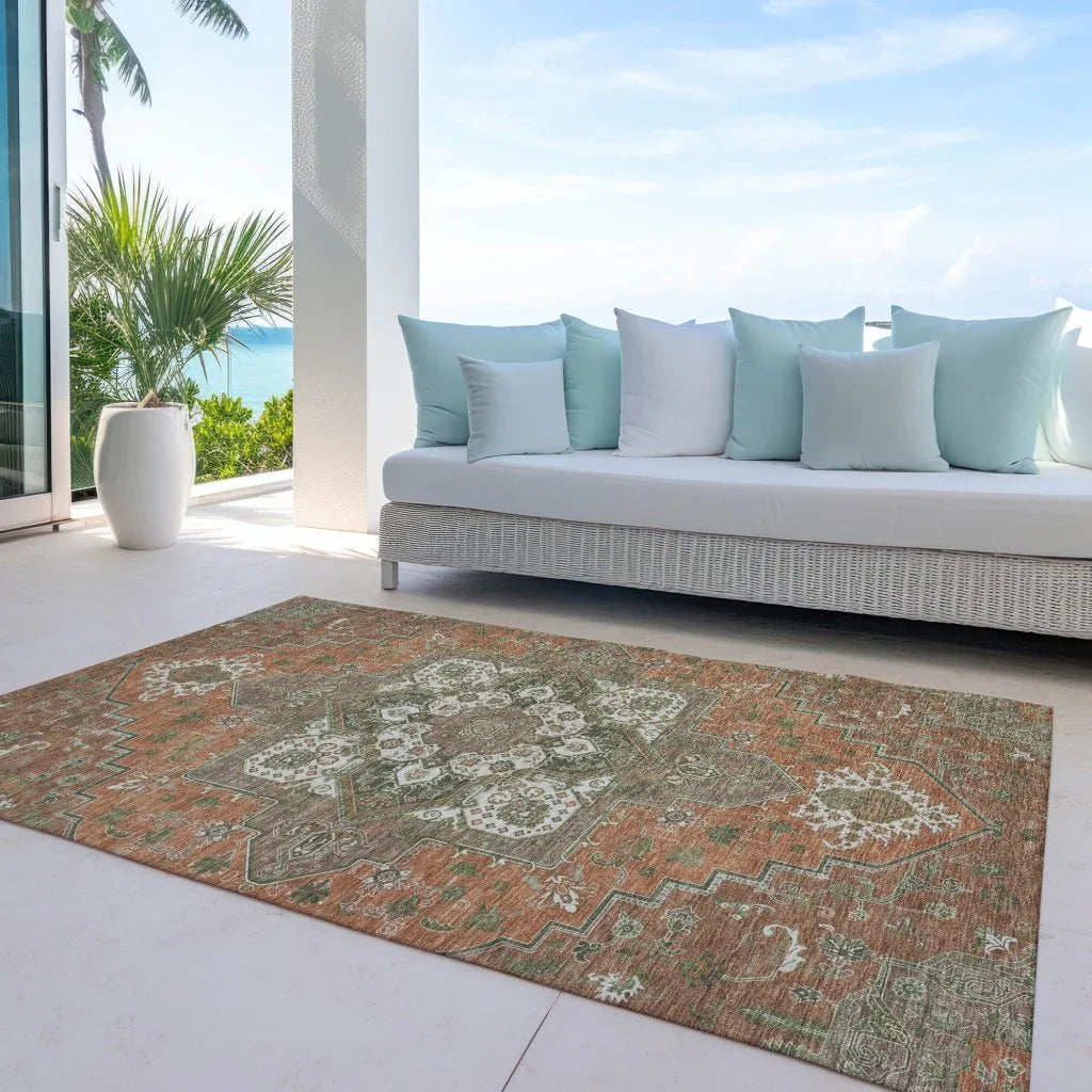 LOOMLAN Rugs Bellaya Rust Washable Indoor-Outdoor Rug