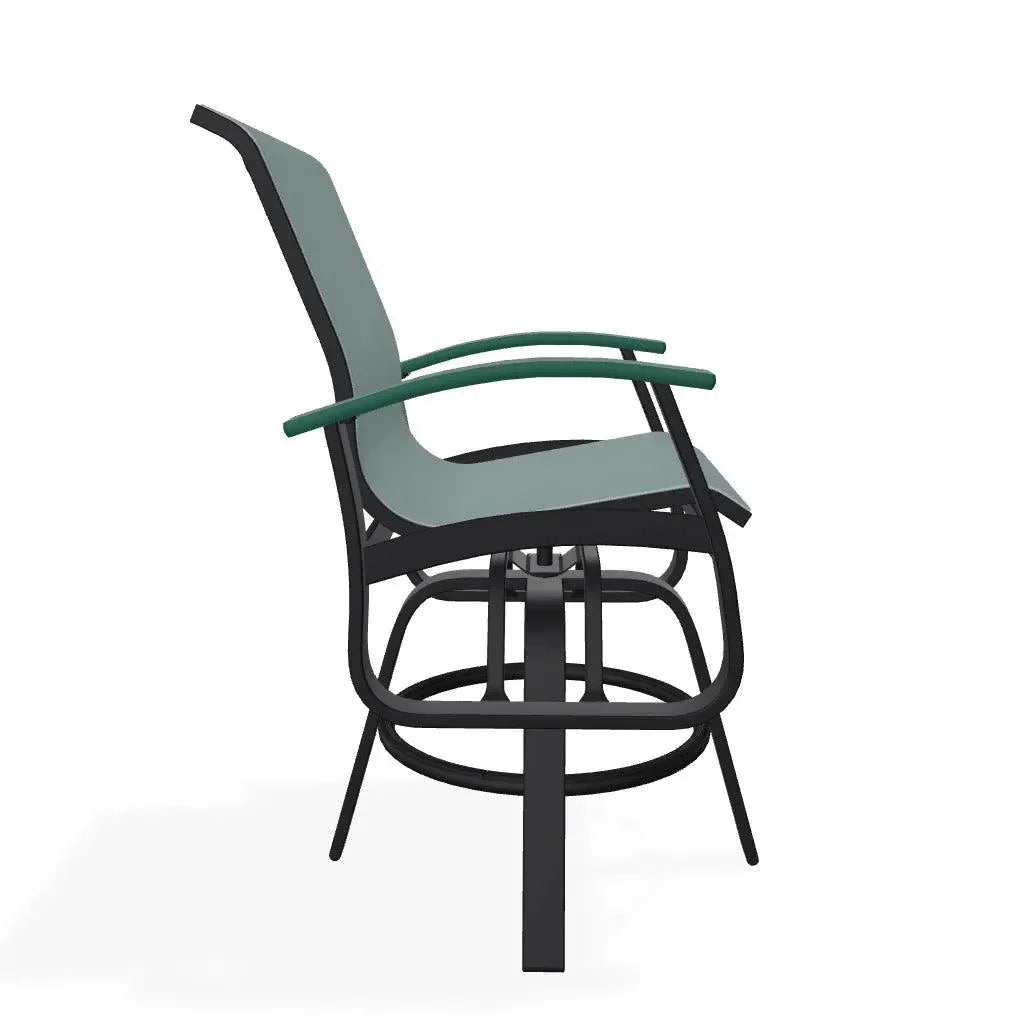 Belle Isle Hidden Motion Polymer Armed Chat Chair - LOOMLAN - Telescope - Outdoor Accent Chairs